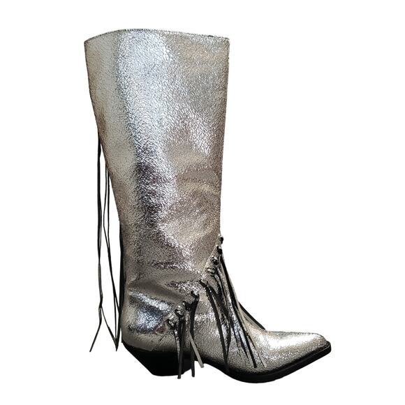 RAYE Jackson Western Boots Metallic Silver Size 6.5 RAYE-WZ2499 Fringe Tasseled - Picture 9 of 16